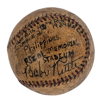 1934 Babe Ruth Game Used Signed (Traced) Home Run Ball  (MEARS)